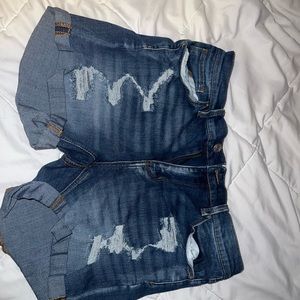 Dark blue denim shorts